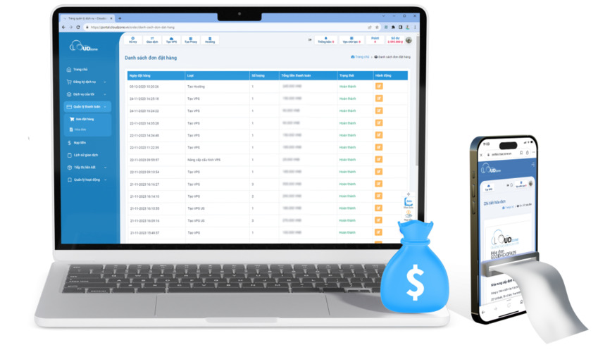 Quản lý hóa đơn trên Portal Cloudzone
