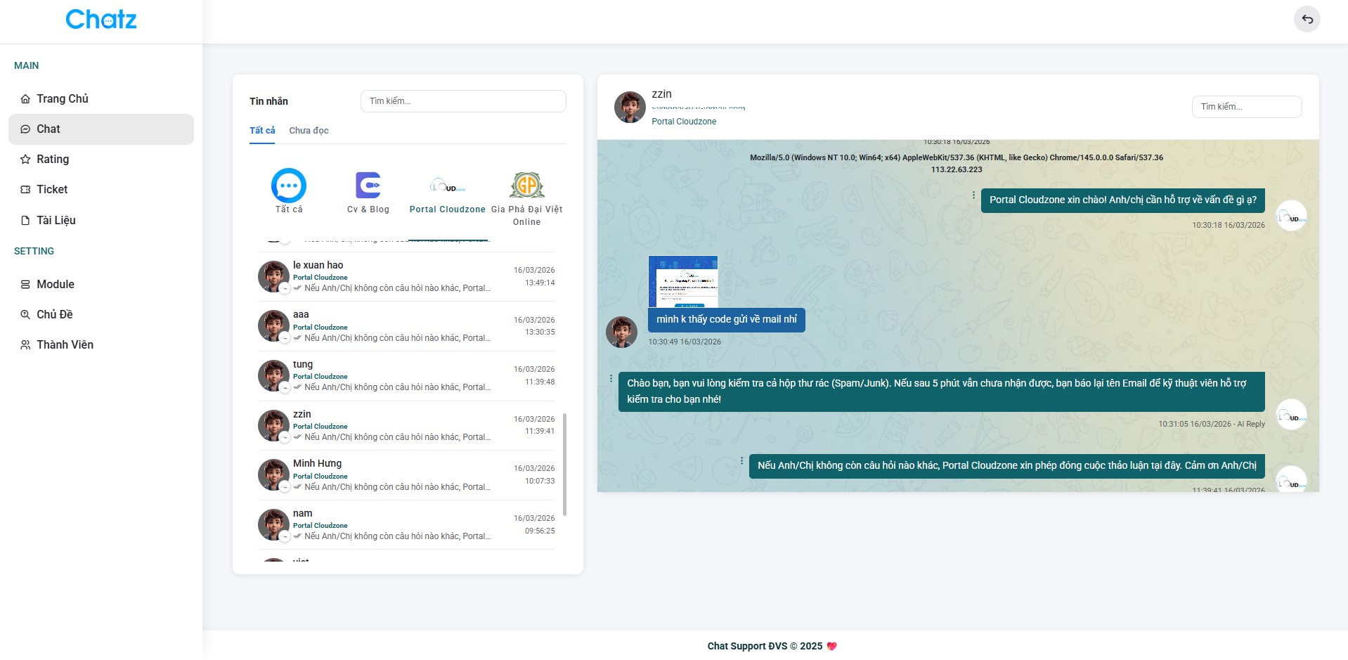 Chatz: Nền tảng Chatbox do chính đội ngũ Cloudzone phát triển