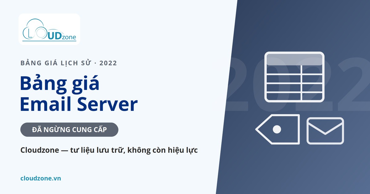 Bảng giá Email Server Cloudzone 2022 (đã ngừng cung cấp)