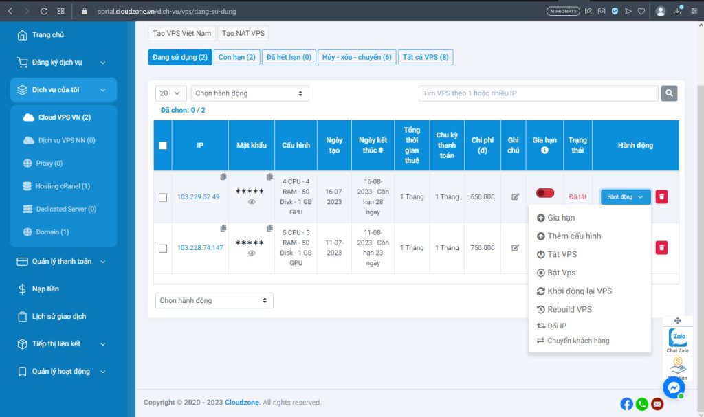 Hệ thống Portal Cloudzone