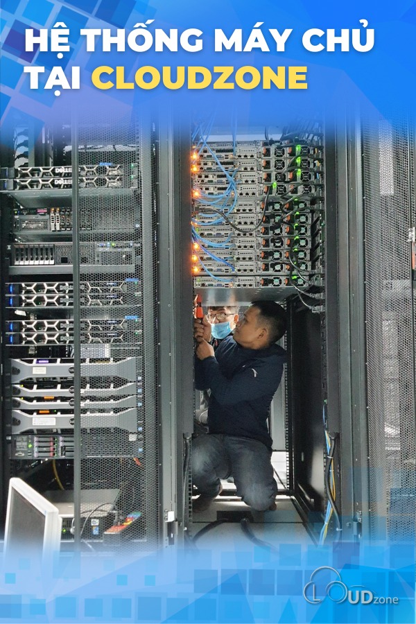 Hệ thống tủ rack và máy chủ Cloudzone trong data center chuẩn TIA-942