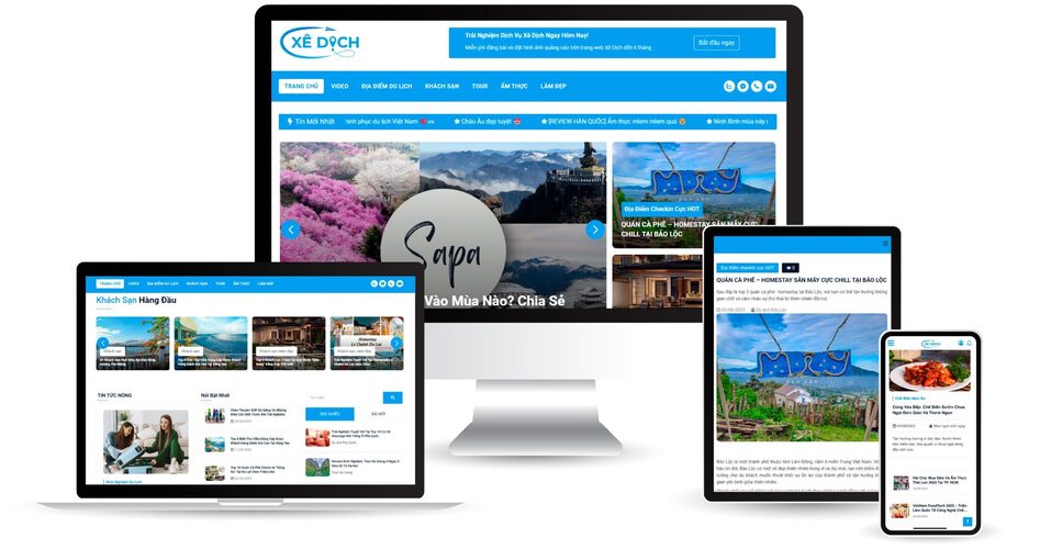 Giao diện trang du lịch Xê Dịch thân thiện với người dùng