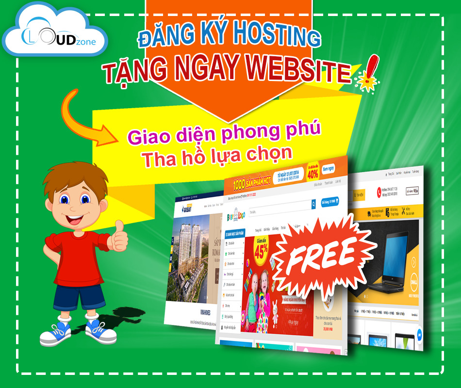 Mua hosting được tặng website